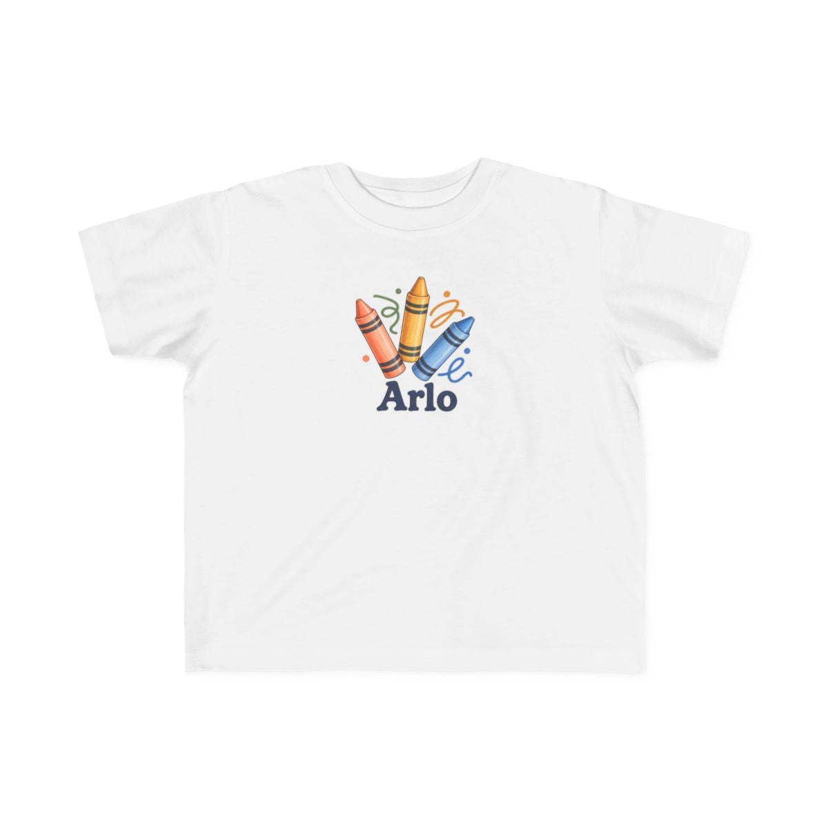 Personalized Little Artist Crayon Name Toddler Tee — White / 5-6T, White / 4T, White / 3T, White / 2T — personalized example, official product view 1