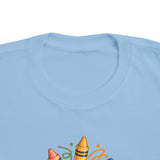 Personalized Little Artist Crayon Name Toddler Tee — Light Blue / 2T, Light Blue / 5-6T, Light Blue / 3T, Light Blue / 4T — personalized example, official product view 11