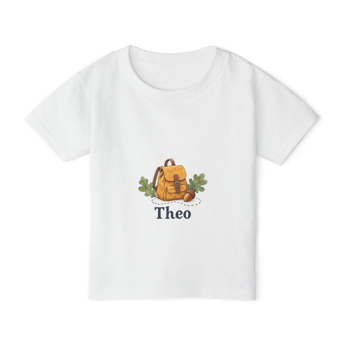 Personalized Little Backpack Acorn Name Toddler Tee — White / 6T, White / 2T, White / 5T, White / 3T, White / 4T — personalized example, official product view 1