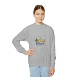 Personalized Little Explorer Name Youth Crewneck Sweatshirt — Sport Grey / XL, Sport Grey / M, Sport Grey / S, Sport Grey / L, Sport Grey / XS — personalized example, official product view 14