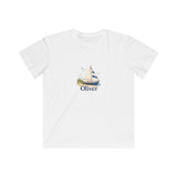 Personalized Little Sailboat Name Kids Jersey Tee — White / XL, White / S, White / XS, White / L, White / M — personalized example, official product view 1