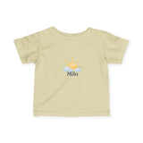 Personalized Little Sunshine Baby Name Fine Jersey Tee — Natural / 12M, Natural / 18M, Natural / 24M, Natural / 6M — personalized example, official product view 5