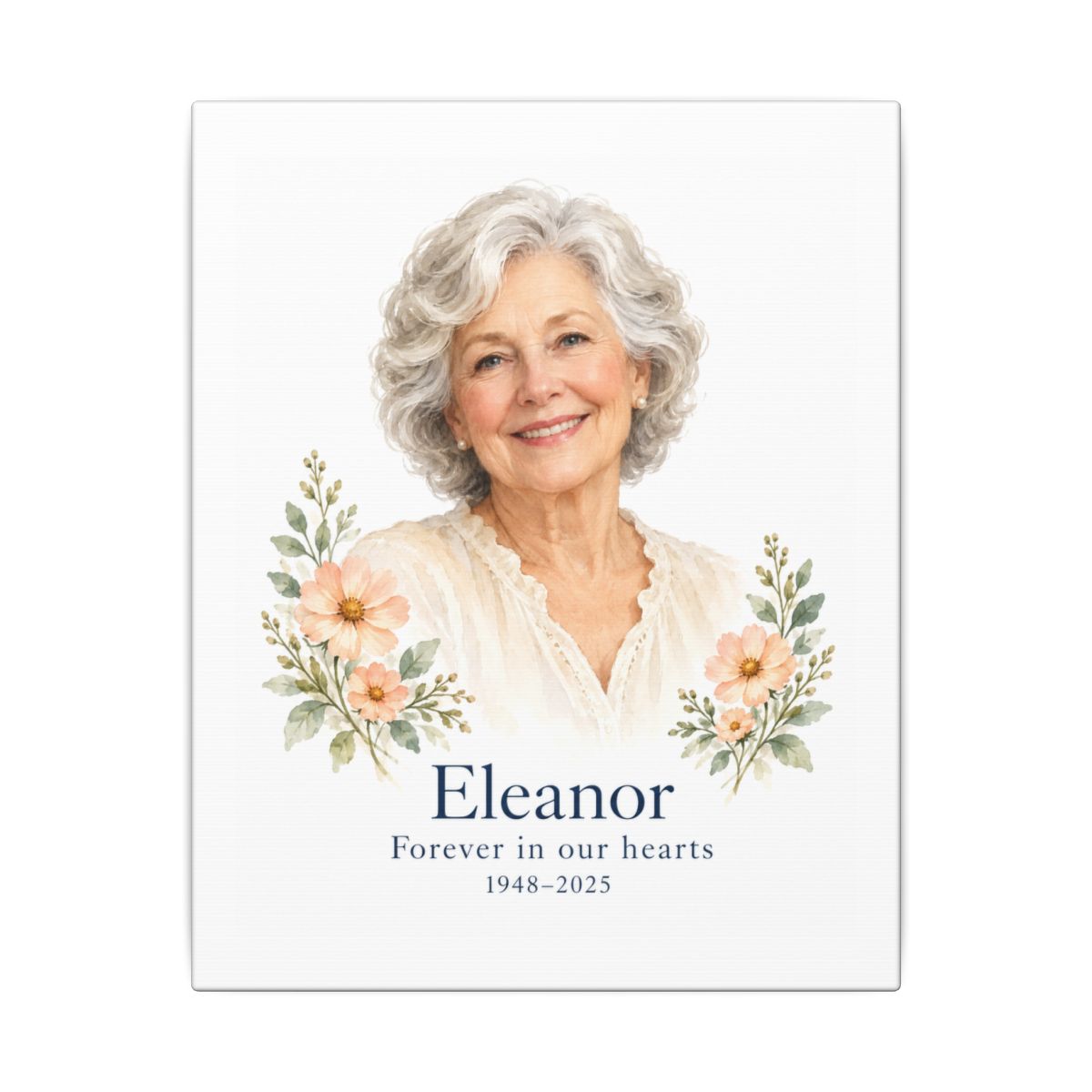 Personalized Loved One Watercolor Photo Memorial Canvas — 8 × 10 — 8″ x 10″ (Vertical) / 0.75'' — personalized example, official product view 1