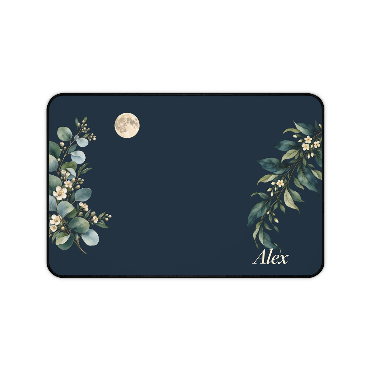 Personalized Moonlit Botanical Name Desk Mat — 12 × 18 — 12" × 18" — personalized example, official product view 1