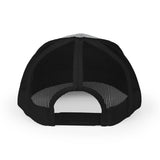 Personalized Mountain Sunrise Initials Embroidered Trucker Cap — One size / Heather Grey / Black — personalized example, official product view 8
