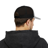 Personalized Mountain Sunrise Initials Embroidered Trucker Cap — One size / Heather Grey / Black — personalized example, official product view 10
