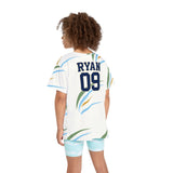 Personalized Name & Number Sage Arc Kids Sports Jersey — XS, S, M, L — personalized example, official product view 6
