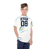 Personalized Name & Number Sage Arc Kids Sports Jersey — XS, S, M, L — personalized example, official product view 3