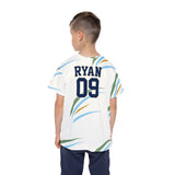 Personalized Name & Number Sage Arc Kids Sports Jersey — XS, S, M, L — personalized example, official product view 5