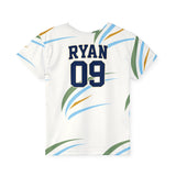 Personalized Name & Number Sage Arc Kids Sports Jersey — XS, S, M, L — personalized example, official product view 2
