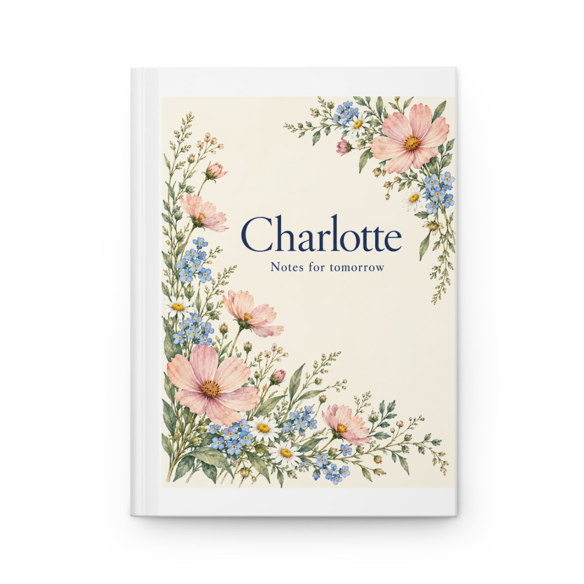 Personalized Notes for Tomorrow Floral Hardcover Journal — Name & Title — Journal — personalized example, official product view 1