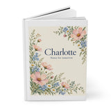 Personalized Notes for Tomorrow Floral Hardcover Journal — Name & Title — Journal — personalized example, official product view 3
