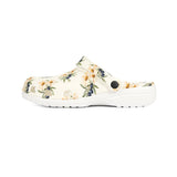 Personalized Olive Daisy Initial Womens EVA Clogs — US 6 (Women's) / White, US 6.5 (Women's) / White, US 7.5 (Women's) / White, US 8 (Women's) / White, US 9 (Women's) / White, US 9.5 (Women's) / White, US 10.5 (Women's) / White, US 11.5 (Women's) / White, US 12 (Women's) / White — personalized example, official product view 4