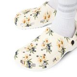 Personalized Olive Daisy Initial Womens EVA Clogs — US 6 (Women's) / White, US 6.5 (Women's) / White, US 7.5 (Women's) / White, US 8 (Women's) / White, US 9 (Women's) / White, US 9.5 (Women's) / White, US 10.5 (Women's) / White, US 11.5 (Women's) / White, US 12 (Women's) / White — personalized example, official product view 7