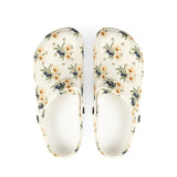 Personalized Olive Daisy Initial Womens EVA Clogs — US 6 (Women's) / White, US 6.5 (Women's) / White, US 7.5 (Women's) / White, US 8 (Women's) / White, US 9 (Women's) / White, US 9.5 (Women's) / White, US 10.5 (Women's) / White, US 11.5 (Women's) / White, US 12 (Women's) / White — personalized example, official product view 1