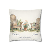 Personalized Our Quiet Place Two Names Pillowcase — Cover Only — 14" × 14" — personalized example, official product view 1