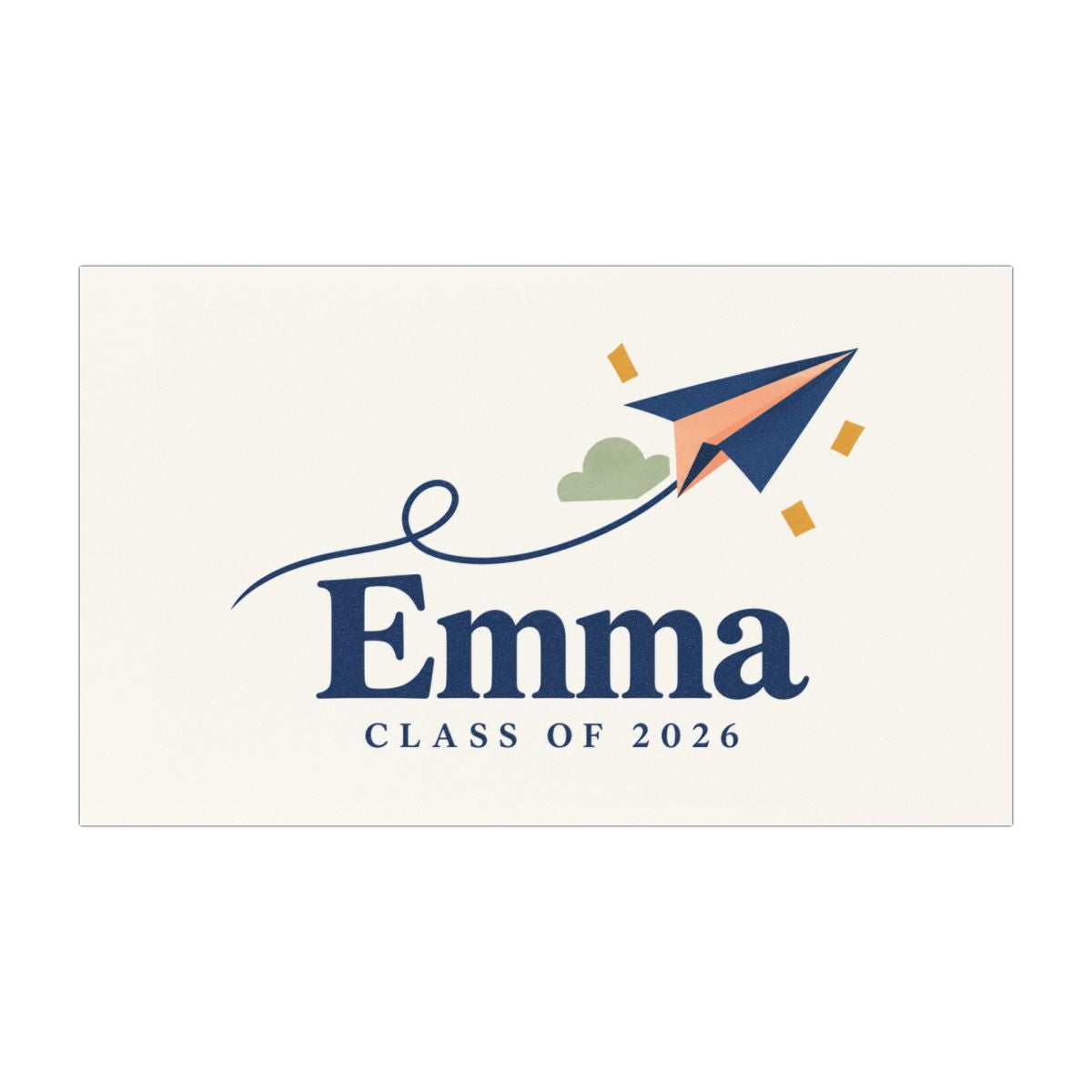 Personalized Paper Plane Graduation Car Magnet — Name & Class Year — 7.5'' × 4.5'' / Rectangle / 1 pc — personalized example, official product view 1