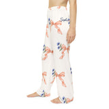 Personalized Peach Bow & Cornflower Name Pajama Pants — S, M, L, XL, 2XL — personalized example, official product view 5
