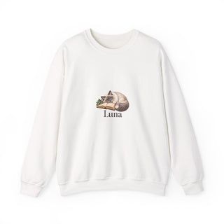 Personalized Ragdoll Reading Cat Name Sweatshirt — 2XL / White, S / White, M / White, XL / White, L / White — personalized example, official product view 1