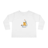 Personalized Rainboots & Little Snail Name Toddler Long Sleeve Tee — White / 3T, White / 2T, White / 4T, White / 5-6T — personalized example, official product view 1