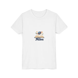 Personalized Reading Universe Youth T-Shirt — Custom Name — White / S, White / M, White / L, White / XL — personalized example, official product view 3