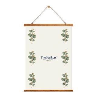 Personalized Rooted in Love Family Name Wood-Topped Tapestry — 26'' × 36'' — personalized example, official product view 1