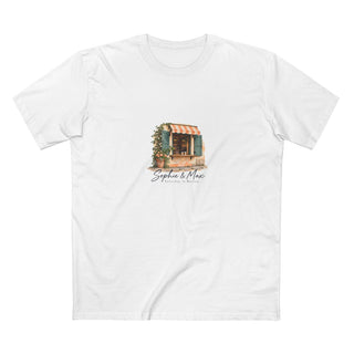Personalized Saturday Cafe Names & Place Cotton T-Shirt — White / M, White / S, White / L, White / XL, White / 2XL — personalized example, official product view 1