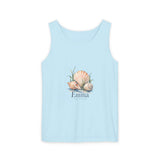 Personalized Seashell Name & Beach Memory Garment Dyed Tank — 2XL / Chambray, L / Chambray, S / Chambray, M / Chambray, XL / Chambray — personalized example, official product view 17