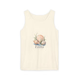 Personalized Seashell Name & Beach Memory Garment Dyed Tank — 2XL / Ivory, S / Ivory, L / Ivory, M / Ivory, XL / Ivory — personalized example, official product view 9