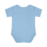 Personalized Sleeping Fawn Baby Name Rib Bodysuit — Light Blue / NB (0-3M), Light Blue / 12M, Light Blue / 24M, Light Blue / 18M, Light Blue / 6M — personalized example, official product view 14