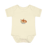 Personalized Sleeping Fawn Baby Name Rib Bodysuit — Natural / 6M, Natural / 24M, Natural / 18M, Natural / 12M, Natural / NB (0-3M) — personalized example, official product view 7