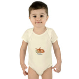Personalized Sleeping Fawn Baby Name Rib Bodysuit — Natural / 6M, Natural / 24M, Natural / 18M, Natural / 12M, Natural / NB (0-3M) — personalized example, official product view 9