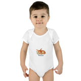 Personalized Sleeping Fawn Baby Name Rib Bodysuit — White / 6M, White / 24M, White / 12M, White / 18M, White / NB (0-3M) — personalized example, official product view 3