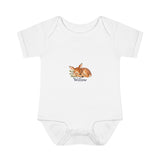 Personalized Sleeping Fawn Baby Name Rib Bodysuit — White / 6M, White / 24M, White / 12M, White / 18M, White / NB (0-3M) — personalized example, official product view 1