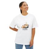 Personalized Slow Mornings Coffee Name & Year Boxy Tee — 2XL / White, XL / White, S / White, L / White, M / White — personalized example, official product view 4