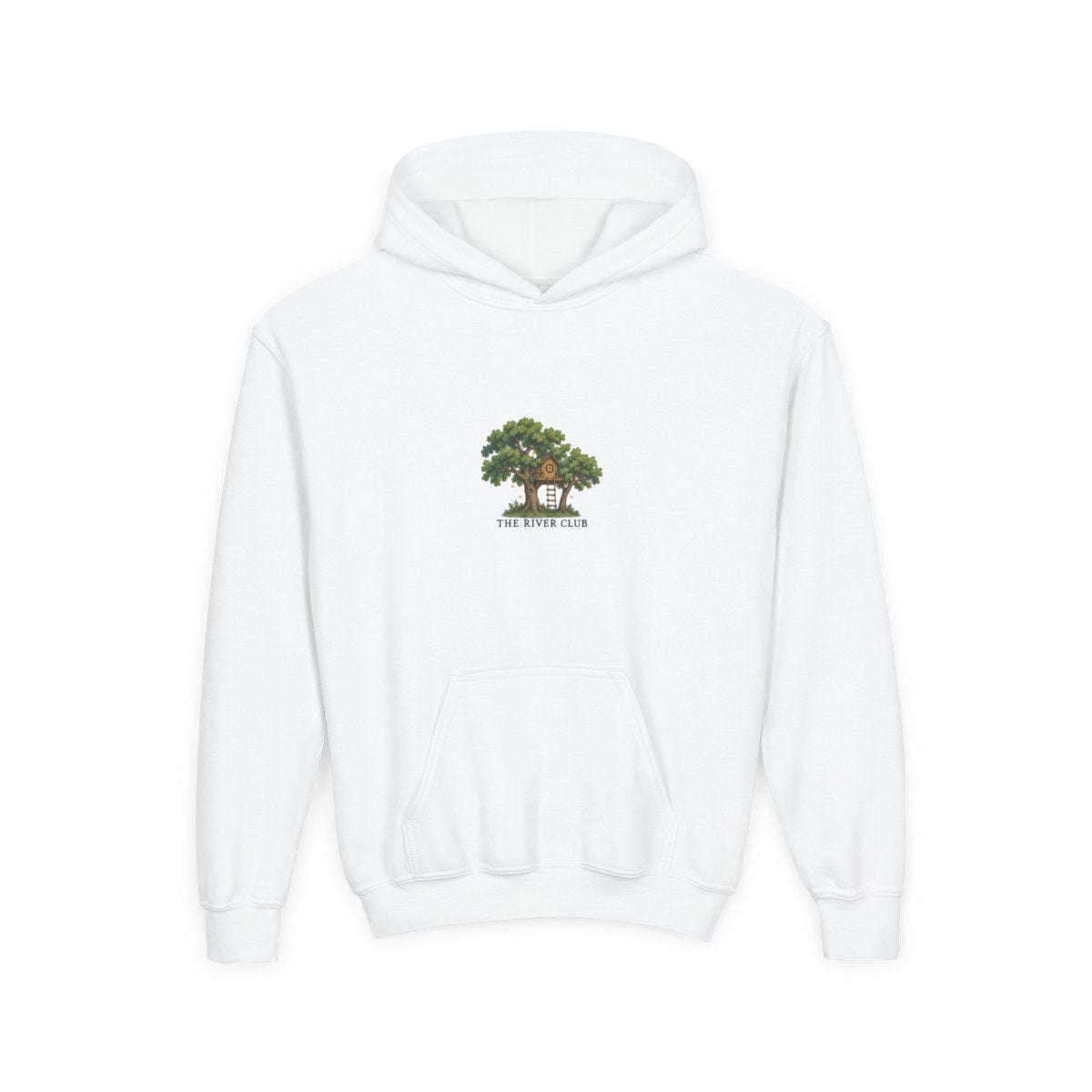 Personalized Treehouse Club Youth Hoodie — Your Club Name — White / M, White / XL, White / S, White / L — personalized example, official product view 1