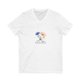 Personalized Two Names Cornflower & Cosmos V-Neck Tee — L / White, 2XL / White, M / White, S / White, XL / White — personalized example, official product view 1