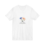 Personalized Two Names Cornflower & Cosmos V-Neck Tee — L / White, 2XL / White, M / White, S / White, XL / White — personalized example, official product view 3