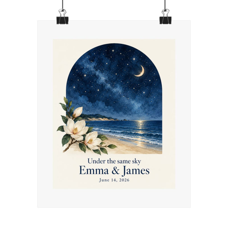 Personalized Under the Same Sky Anniversary Poster — Names & Date — 9" x 11" / Matte — personalized example, official product view 1