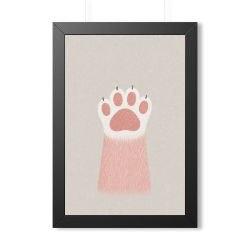 Pink Paw Framed Nursery Poster | Storybook Wall Art | Kids Room Decor | Black Walnut White Frame | 16x24 20x30 — 6ad86fc175bf325e530b93dd_69668_124096_front