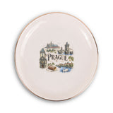 Prague Ceramic Ring Dish, Gold Rim Trinket Tray, Jewelry Holder Gift, Round Wavy Round Heart — Front view — Photo 1