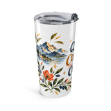 Quiet Courage Still Counts 20oz Tumbler, Botanical Inspirational Quote Gift, Insulated Stainless Steel Travel Cup — Left view — Photo 3