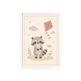 Raccoon Kite Framed Nursery Poster, Storybook Kids Room Wall Art, A4 A3 Size — 6ad866e4bc601941bd09f8de_96266_80268_front