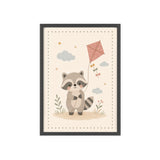 Raccoon Kite Framed Nursery Poster, Storybook Kids Room Wall Art, A4 A3 Size — 6ad866e4bc601941bd09f8de_96262_80266_front