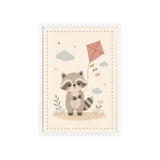 Raccoon Kite Framed Nursery Poster, Storybook Kids Room Wall Art, A4 A3 Size — 6ad866e4bc601941bd09f8de_96254_80281_front