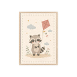 Raccoon Kite Framed Nursery Poster, Storybook Kids Room Wall Art, A4 A3 Size — 6ad866e4bc601941bd09f8de_96252_80283_front