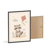 Raccoon Kite Framed Nursery Poster, Storybook Kids Room Wall Art, A4 A3 Size — 6ad866e4bc601941bd09f8de_96250_80594_angle