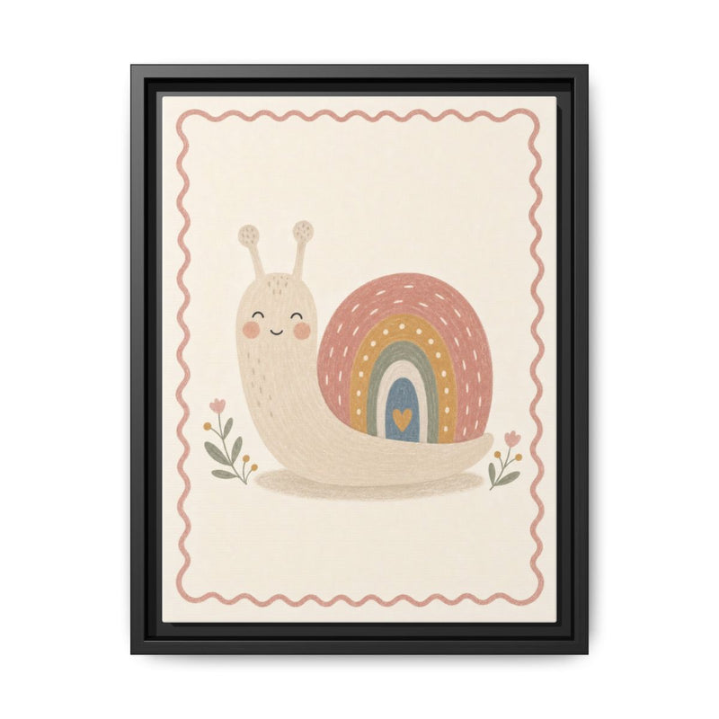 Rainbow Snail Framed Nursery Canvas, Storybook Kids Room Wall Art, 12x16 18x24 — 6ad866b74a87cc6e1a0e5eed_88292_103215_front