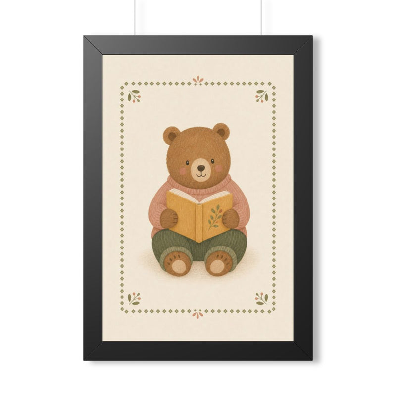 Reading Bear Frame Framed Nursery Wall Art, Storybook Kids Room Decor, 16x24 20x30 Poster — 6ad86f7d4958069ad00fff2f_69668_124096_front