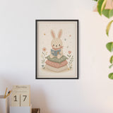 Reading Bunny Framed Nursery Poster, Storybook Kids Room Wall Art, A4 A3 Size — 6ad866ee9136e3edae0e5e32_96250_81024_context-2